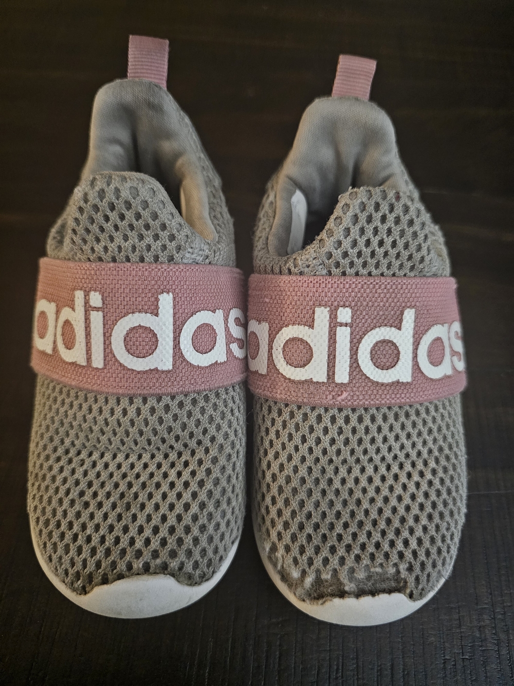 adidas Kids Slip-On Sneakers in Gray and Pink